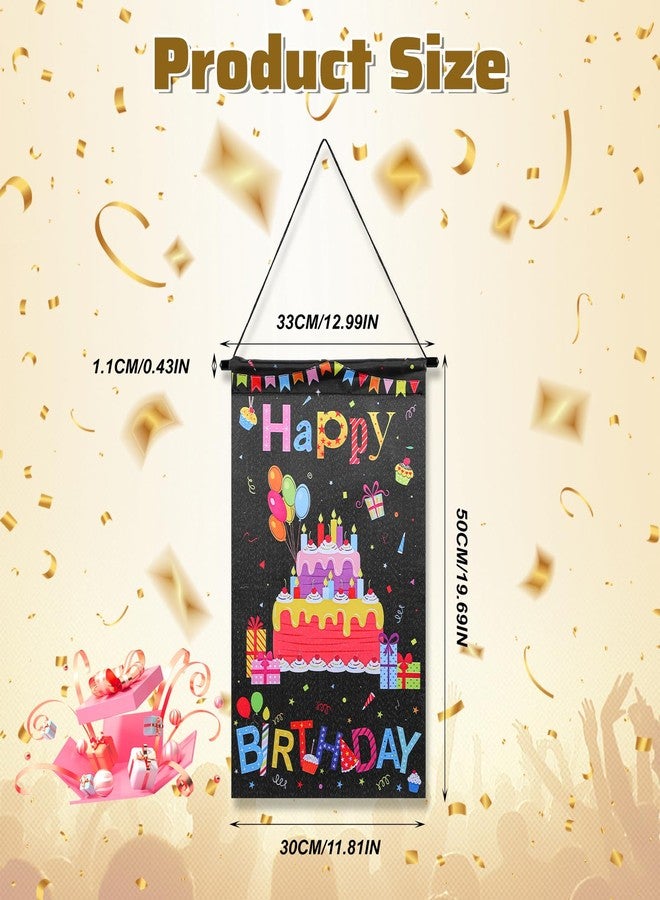 Guduling Happy Birthday Door Sign,Birthday Door Banner,Colorful Happy Birthdays Doors Banner.Black Background Hanger Party Supplies for Home Outdoor Baby Shower Wall Decoration - Image 2